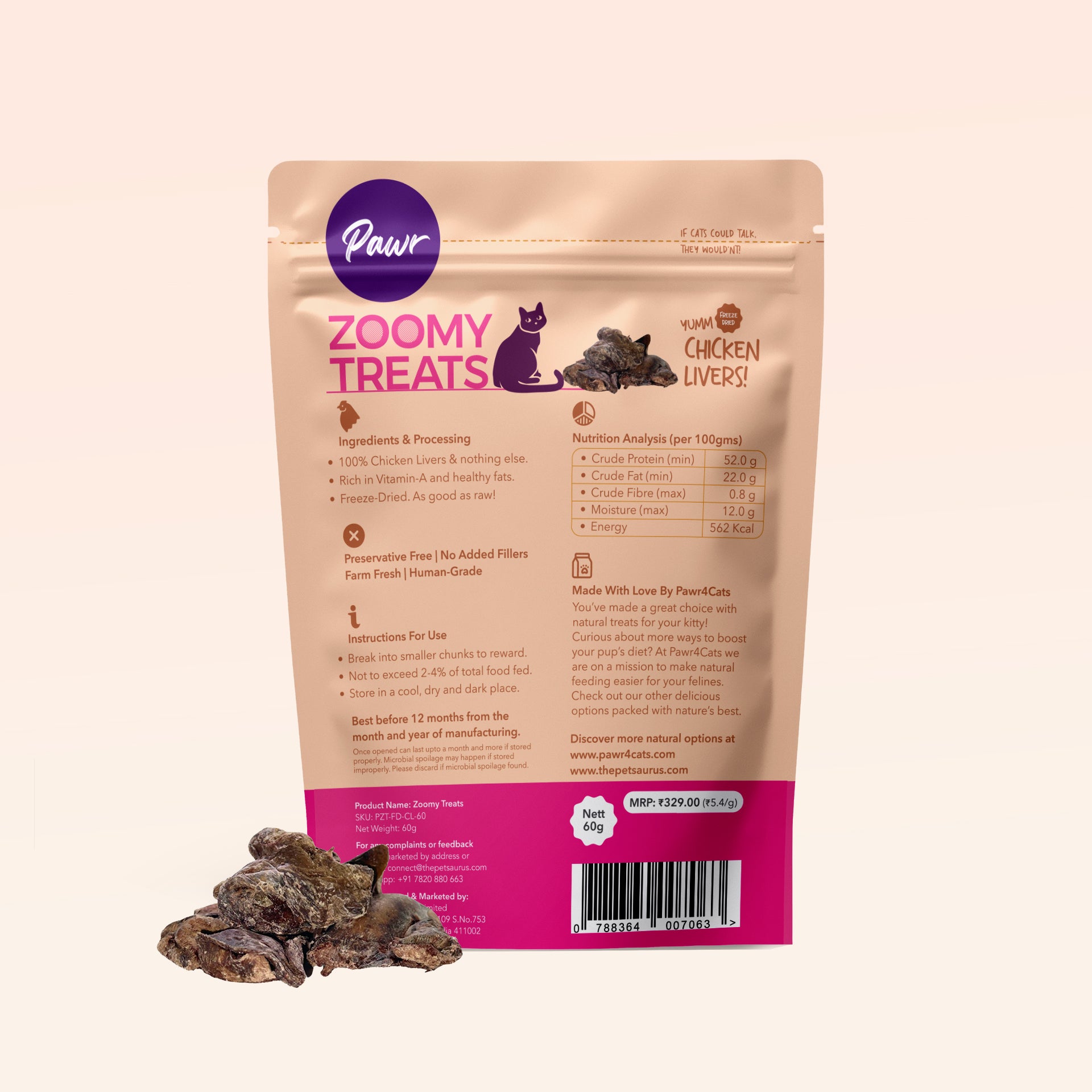 Zoomy Cat Treats | Chicken Livers | Freeze-Dried